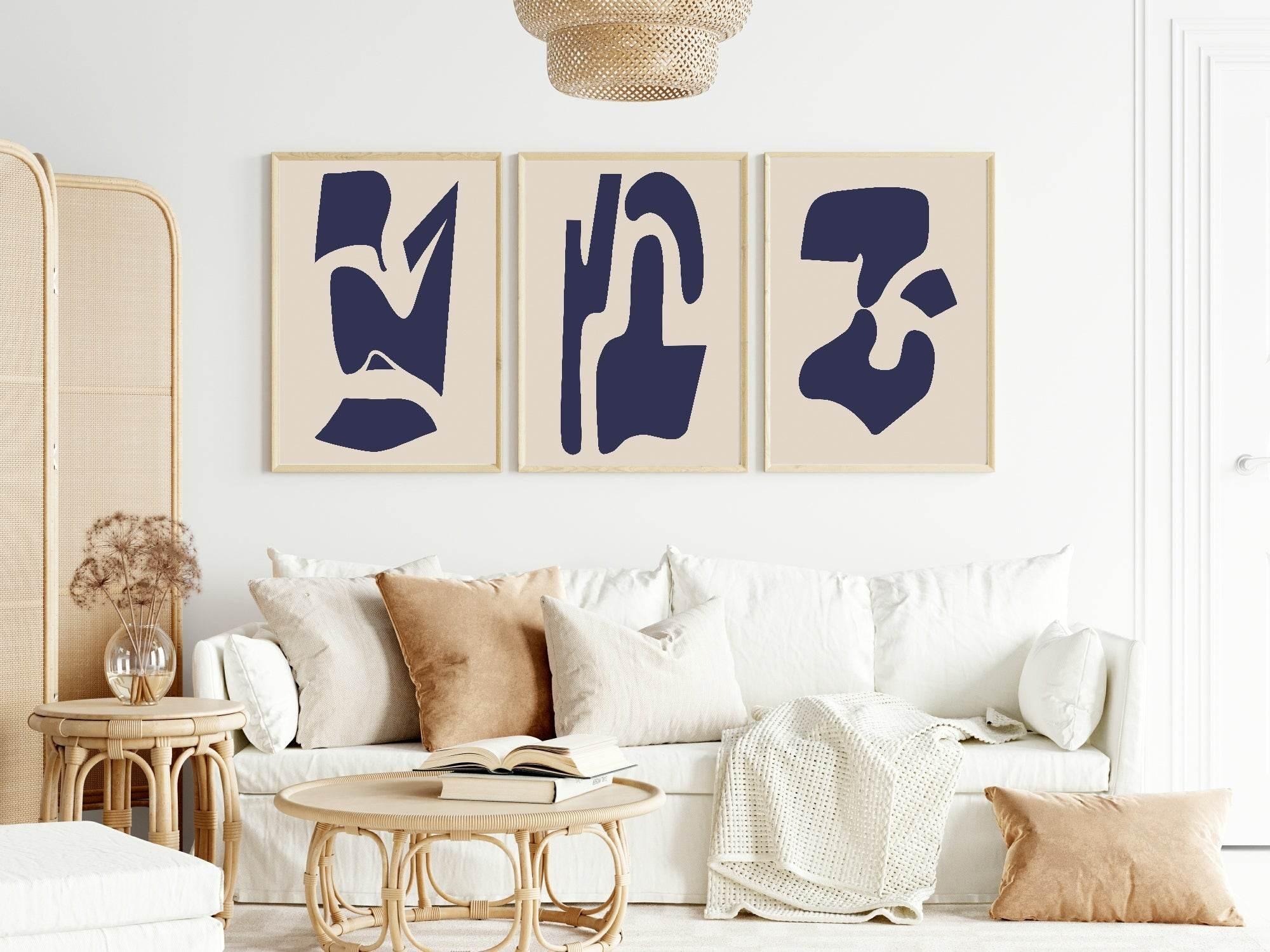 Blue & Beige Abstract Print | Abstract Art - Larosier Prints
