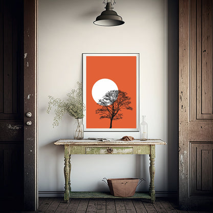 Abstract Sunset Print | Tree | Orange | Colourful Wall Art