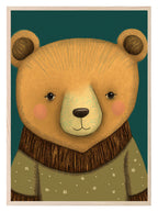 Teddy Print | Green | Kids Wall Art - Larosier Prints