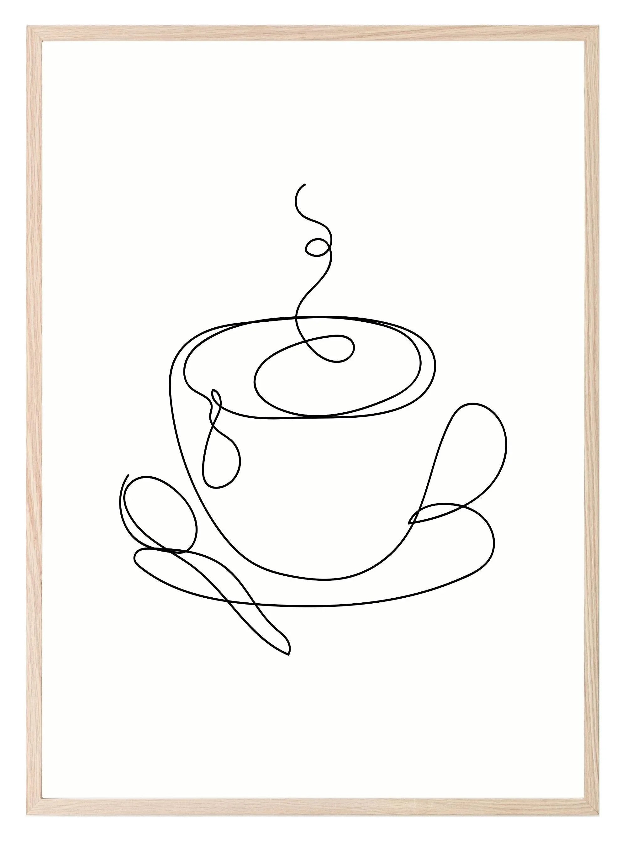 Line Drawing Tea Cup Print | Line Art - Larosier Prints