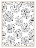Monstera Leaves Pattern Print | Monochrome | Floral Art - Larosier Prints