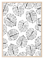 Monstera Leaves Pattern Print | Monochrome | Floral Art - Larosier Prints