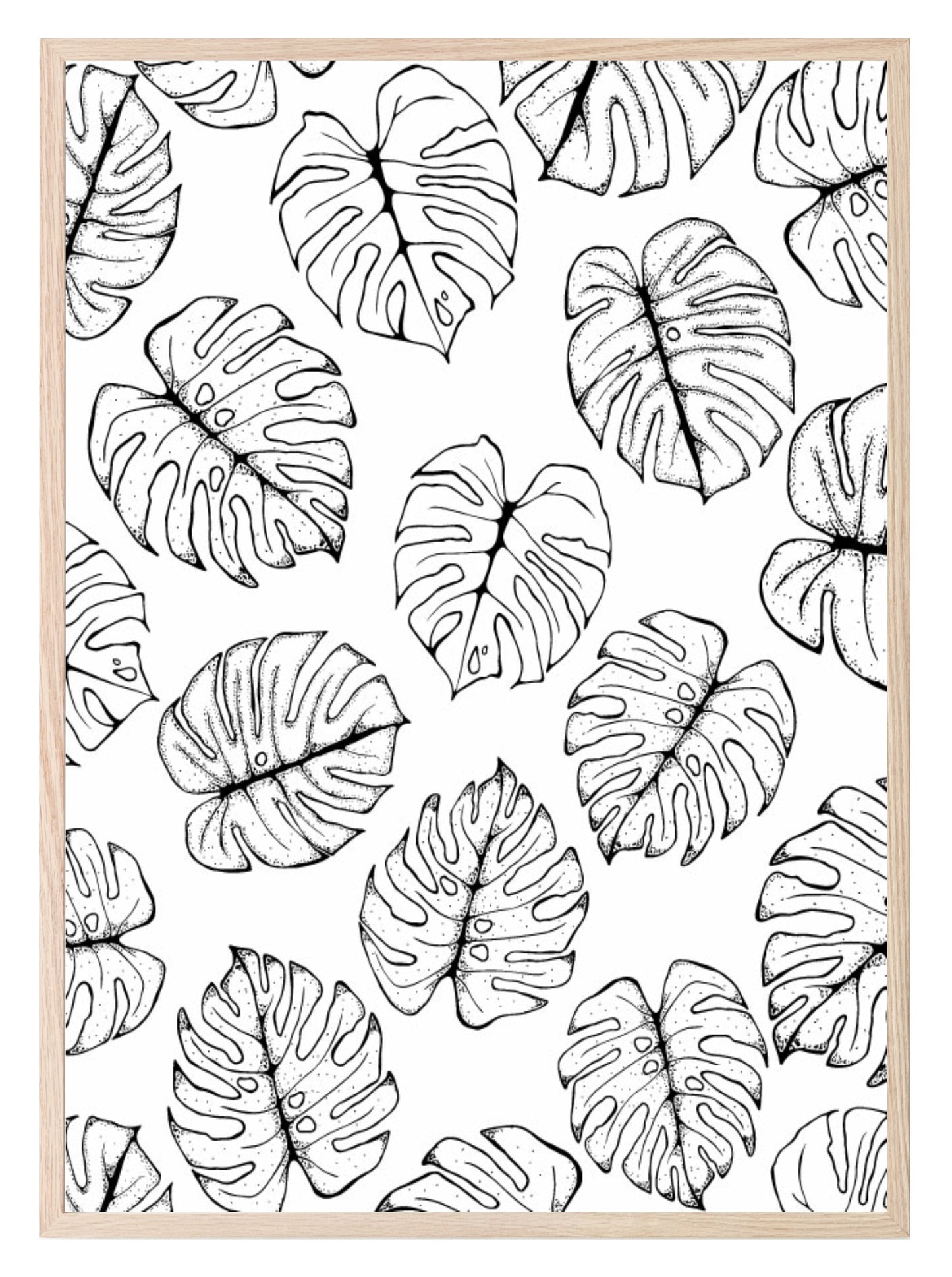 Monstera Leaves Pattern Print | Monochrome | Floral Art