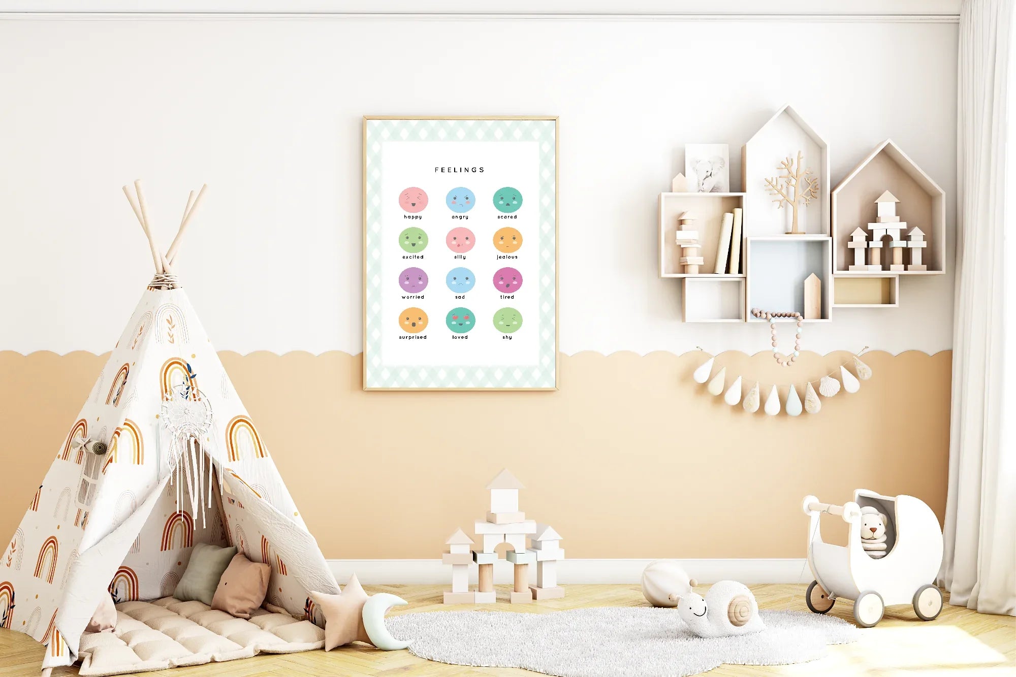 Pastel Plaid Feelings Support Tool Wall Art | Blue, Pink or Mint Green - Larosier Prints