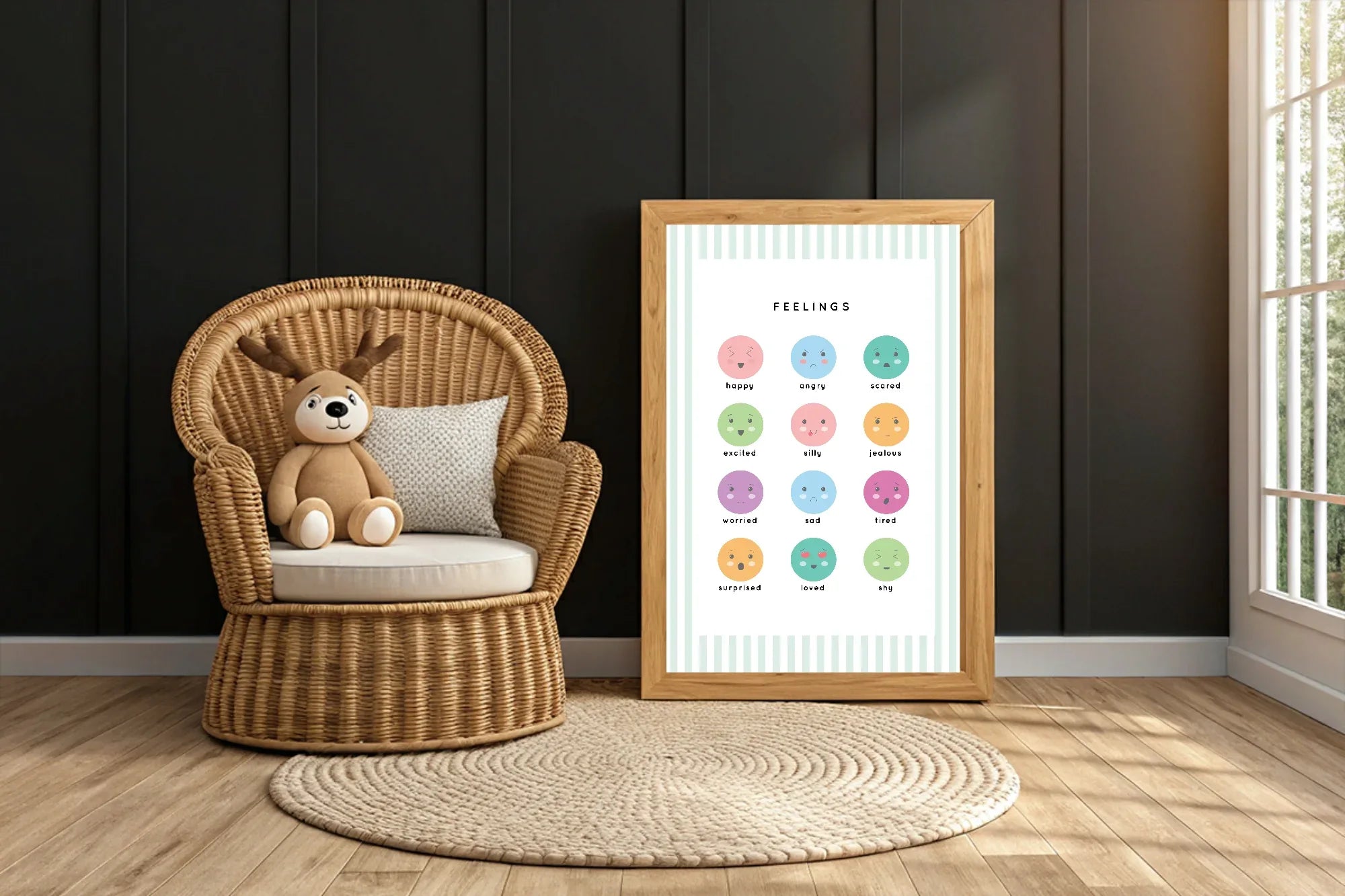 Pastel Stripe Feelings Emotional Support Tool Wall Art Poster | Blue, Pink or Mint Green - Larosier Prints