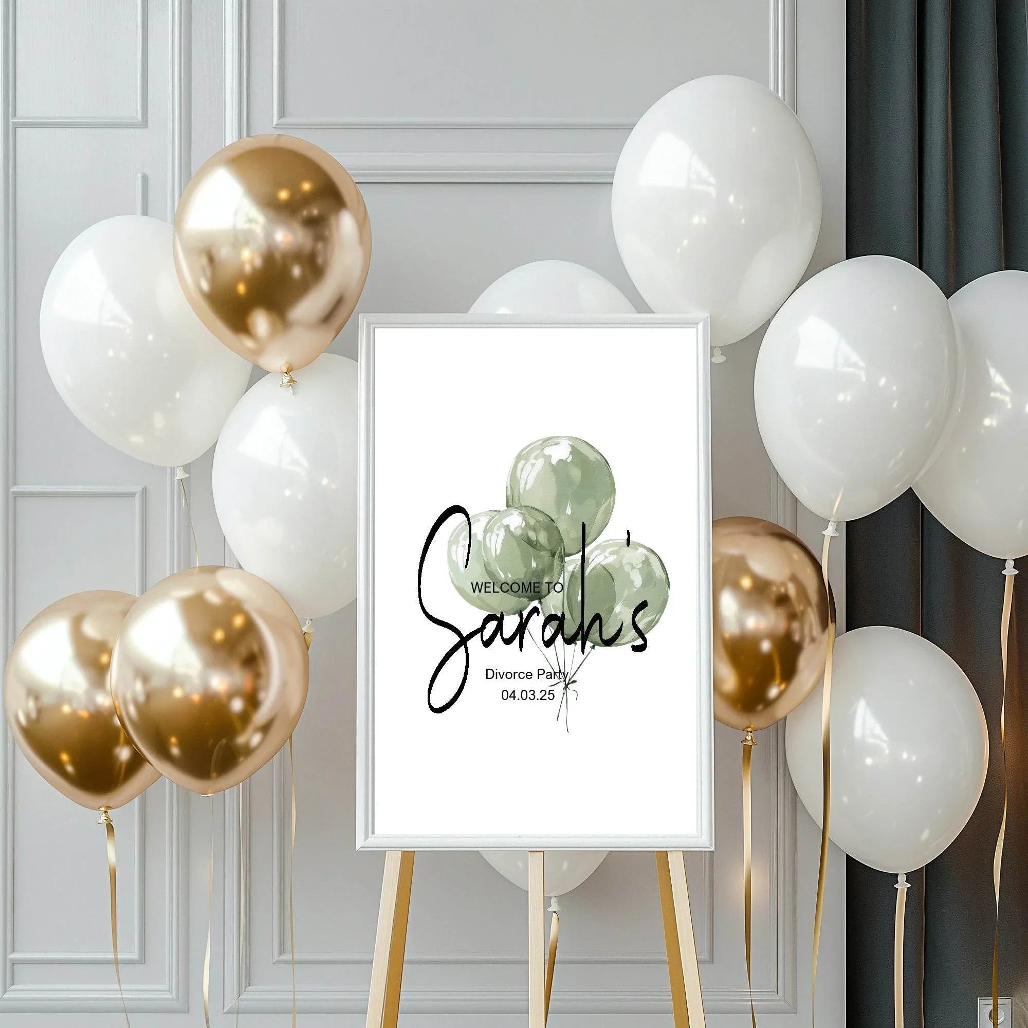Balloon Welcome Divorce Party Sign - Larosier Prints