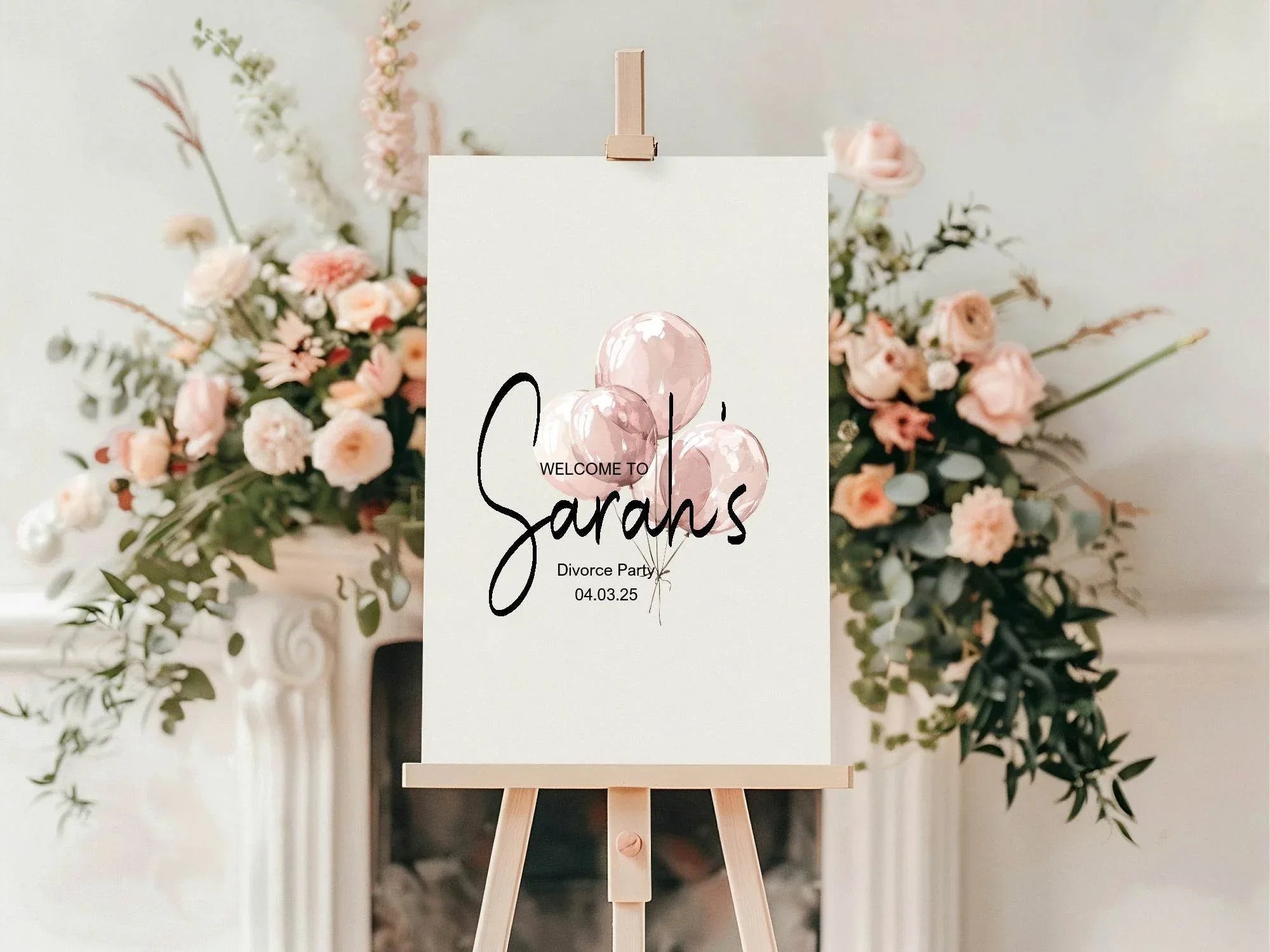 Balloon Welcome Divorce Party Sign - Larosier Prints