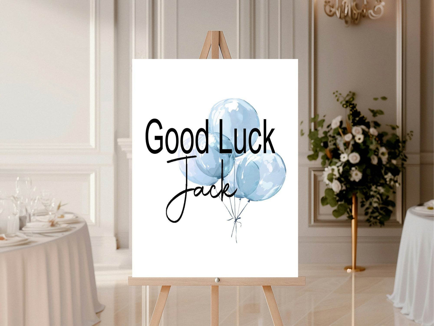 Balloons Good Luck Party Sign | Pink, Blue or Green