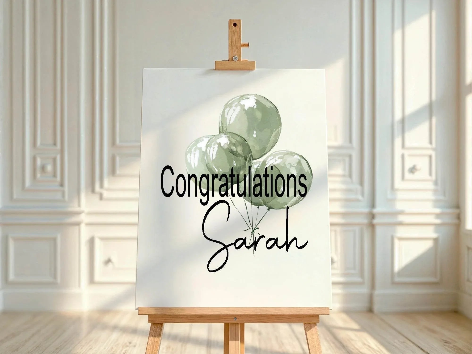 Balloons Congratulations Party Sign | Pink, Blue or Green - Larosier Prints
