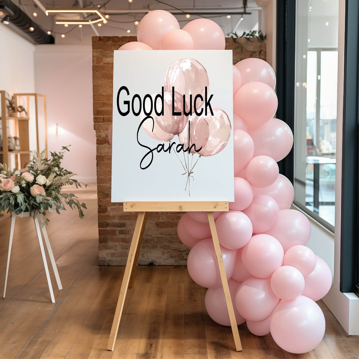 Balloons Good Luck Party Sign | Pink, Blue or Green