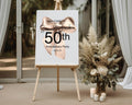 Beige Bow Welcome Anniversary Party Sign - Larosier Prints