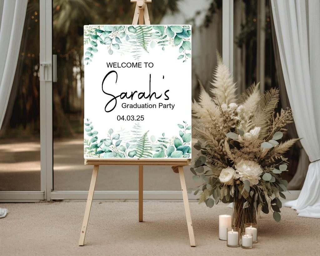 Eucalyptus Graduation Party Sign - Larosier Prints