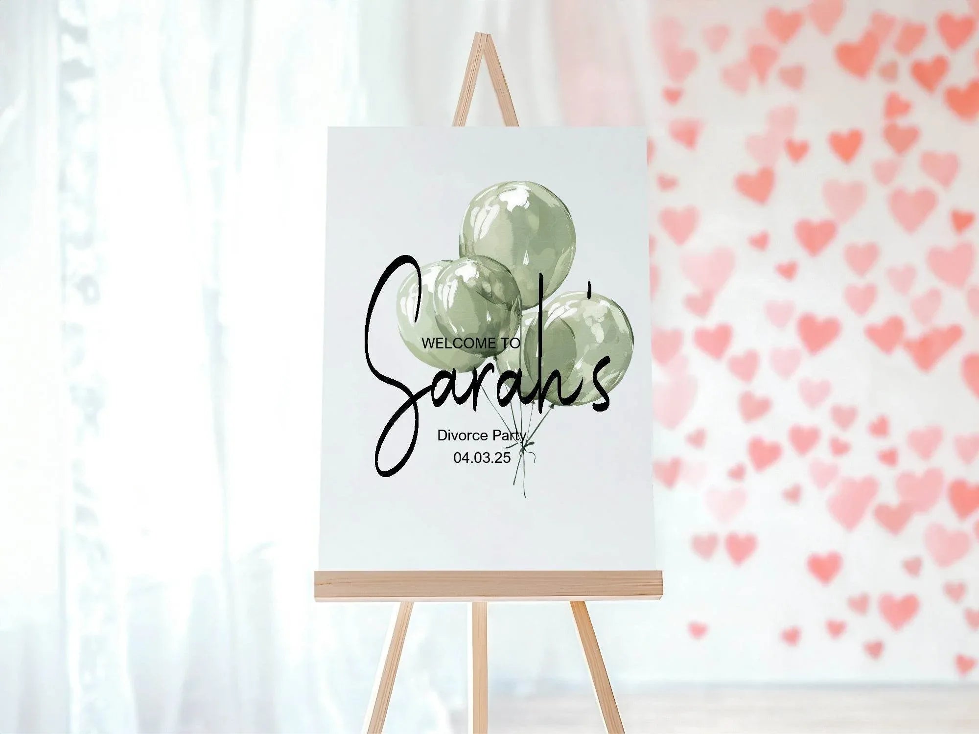 Balloon Welcome Divorce Party Sign - Larosier Prints