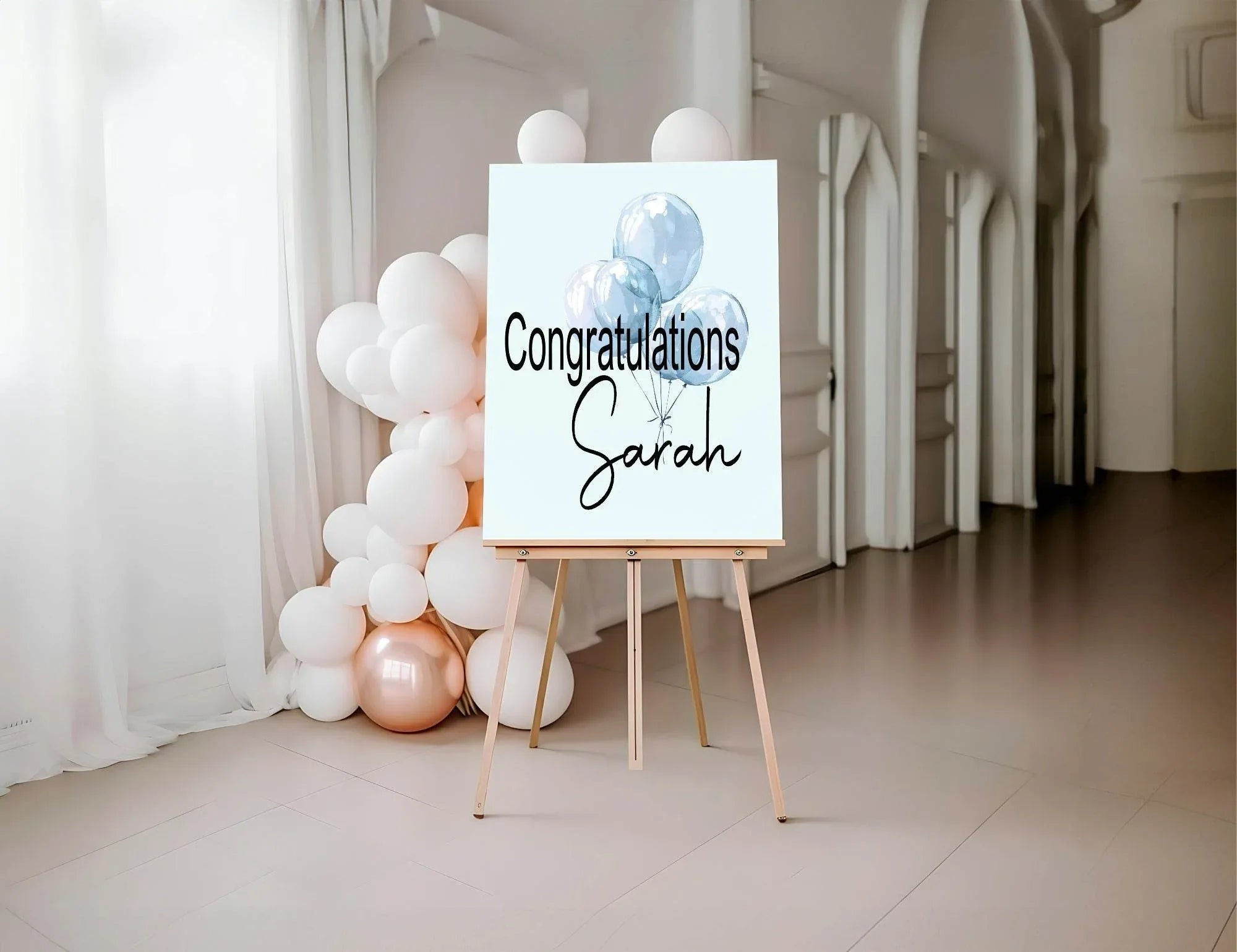 Balloons Congratulations Party Sign | Pink, Blue or Green - Larosier Prints