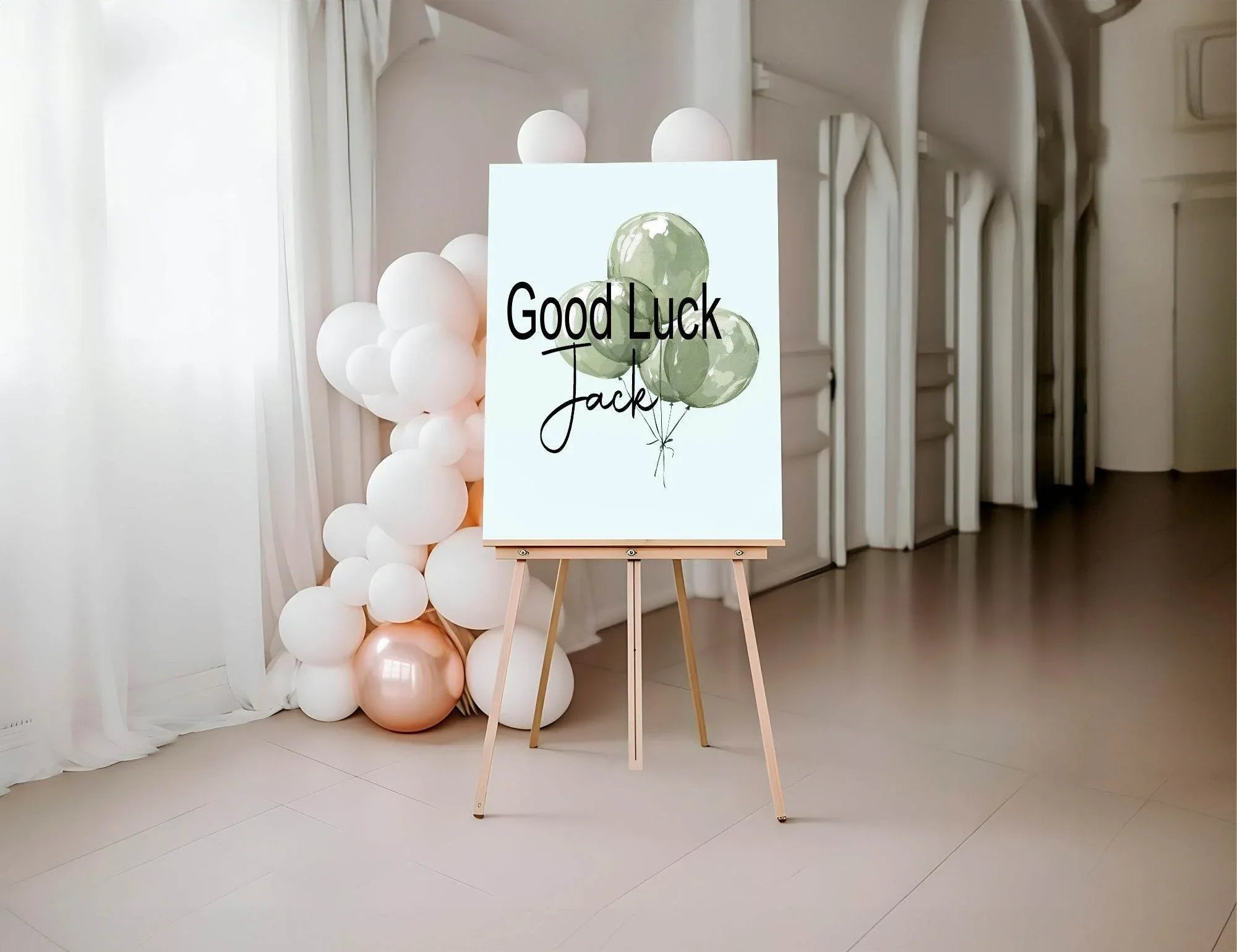 Balloons Good Luck Party Sign | Pink, Blue or Green - Larosier Prints