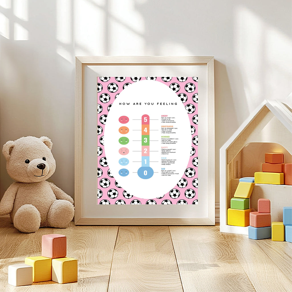 Pink Football Feelings Meter Poster | Emotional Support Tool Wall Art