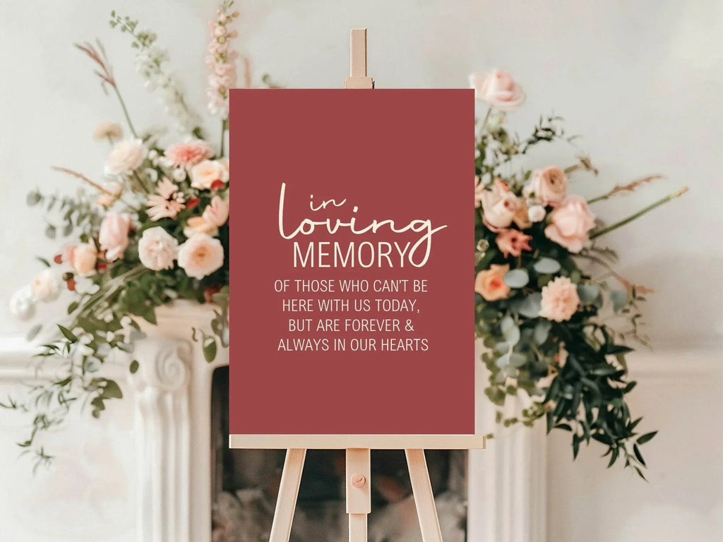 Rosewood In Loving Memory Wedding Party Sign - Larosier Prints