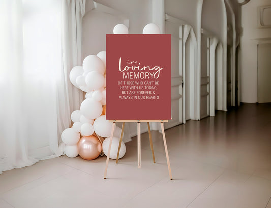 Rosewood In Loving Memory Wedding Party Sign