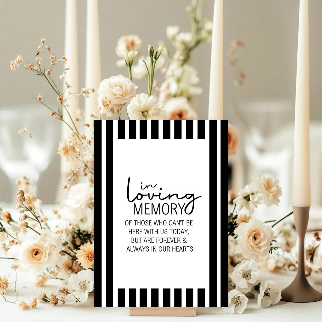 Black & White In loving Memory Wedding Party Sign - Larosier Prints