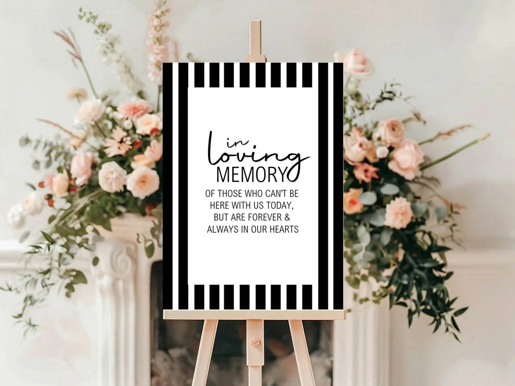 Black & White In loving Memory Wedding Party Sign - Larosier Prints