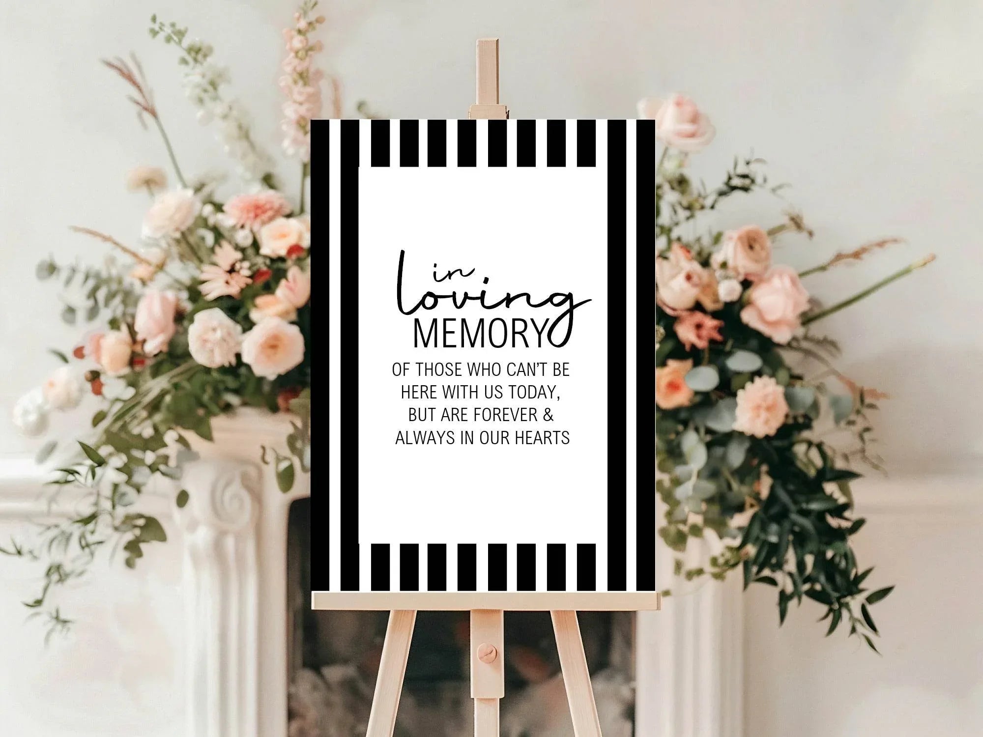 Black & White In loving Memory Wedding Party Sign - Larosier Prints