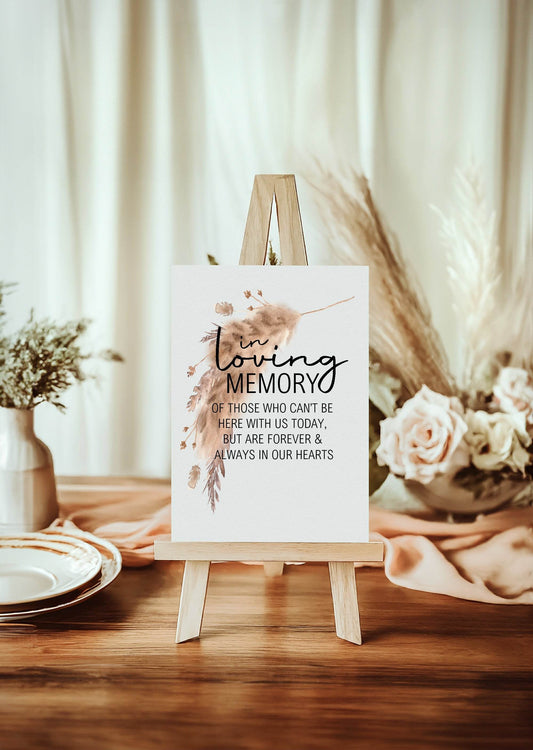 Boho In Loving Memory Wedding Party Sign