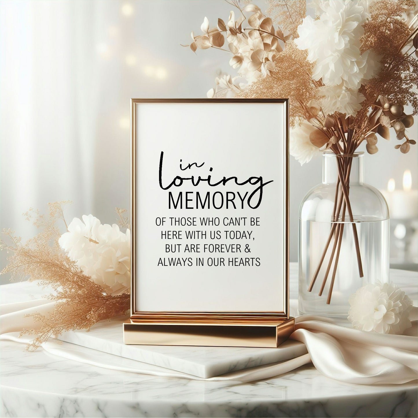 Minimalist In Loving Memory Wedding Sign | Black & White