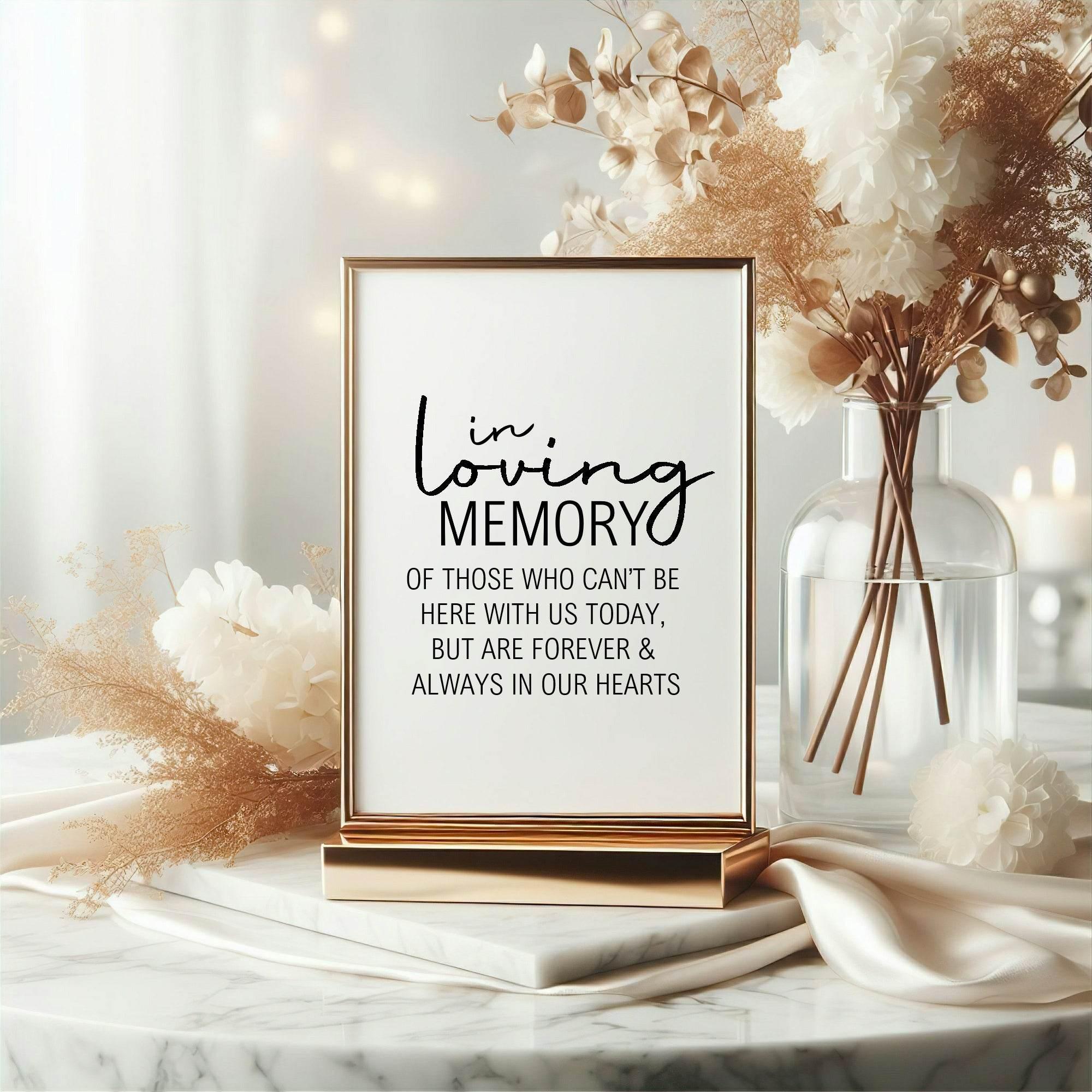 Minimalist In Loving Memory Wedding Party Sign - Larosier Prints