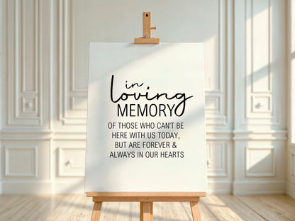 Minimalist In Loving Memory Wedding Sign | Black & White