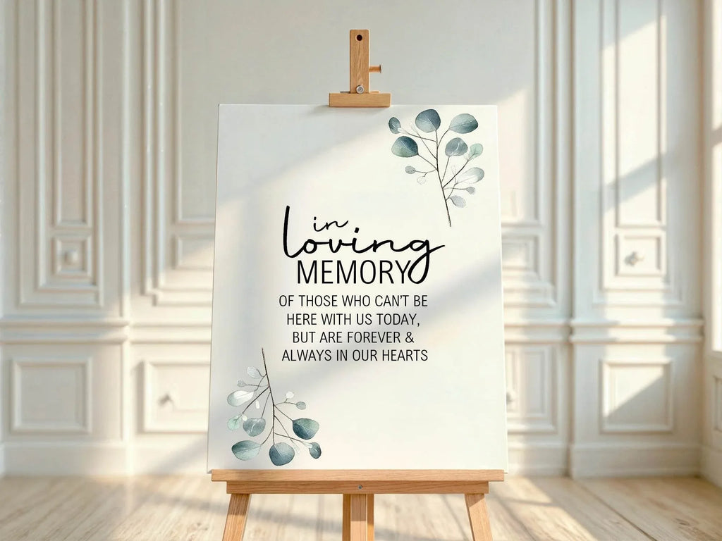 Eucalyptus In Loving Memory Wedding Party Sign - Larosier Prints