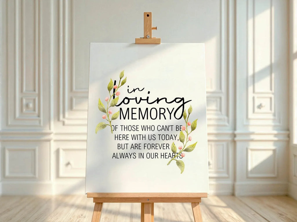 Pink Rose In Loving Memory Wedding Party Sign - Larosier Prints