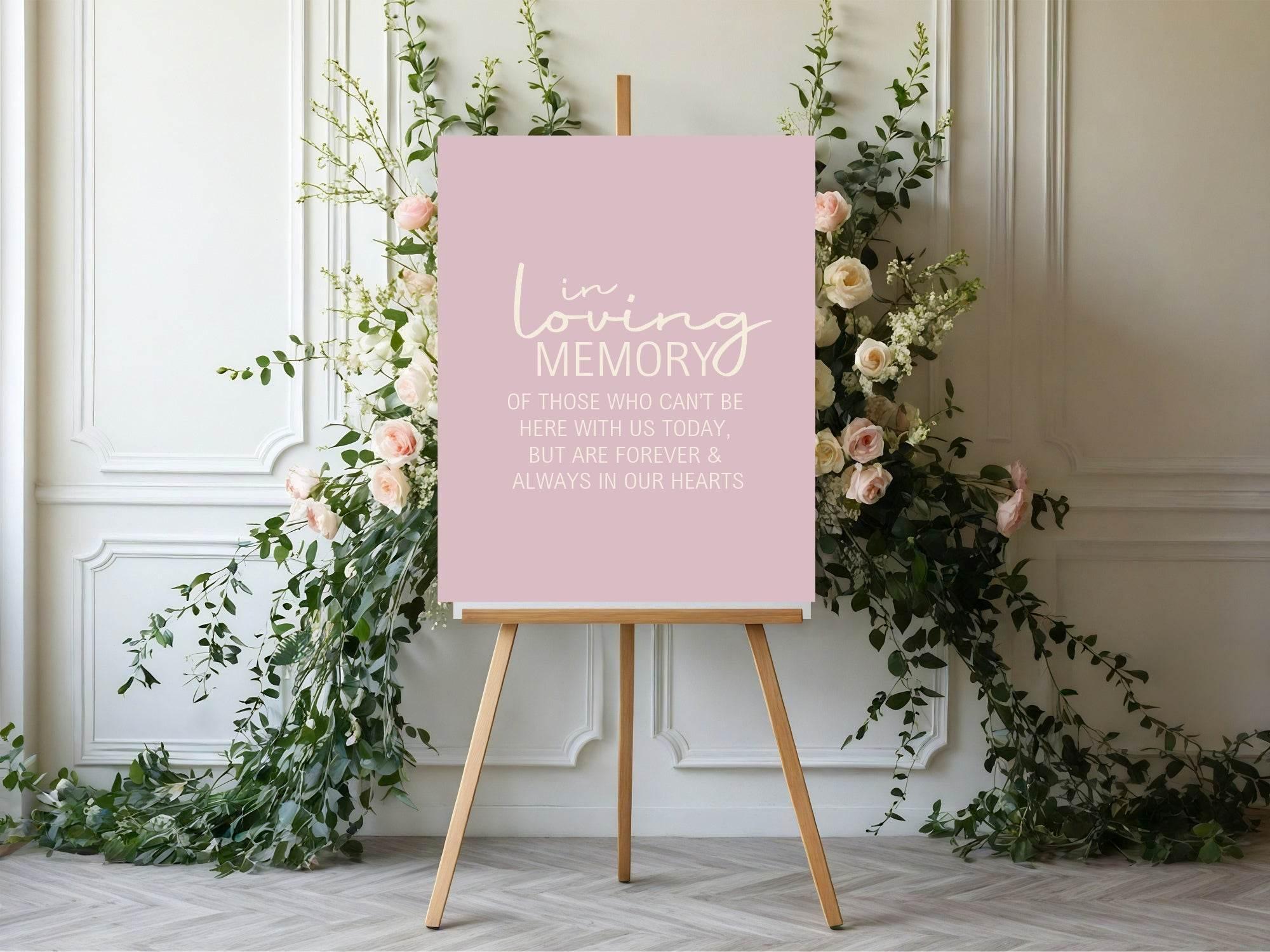 Dusky Pink In Loving Memory Wedding Party Sign - Larosier Prints