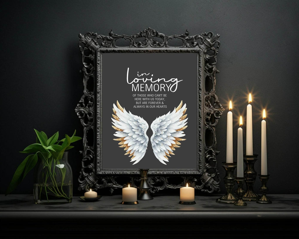 Gothic In Loving Memory Wedding Party Sign - Larosier Prints