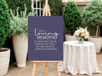 Sapphire In Loving Memory Wedding Party Sign - Larosier Prints
