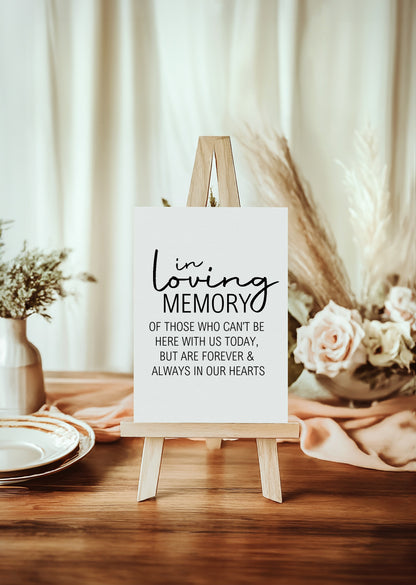 Minimalist In Loving Memory Wedding Sign | Black & White