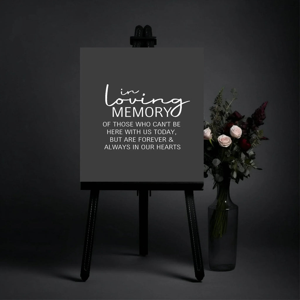Minimalist Noir In Loving Memory Wedding Party Sign - Larosier Prints