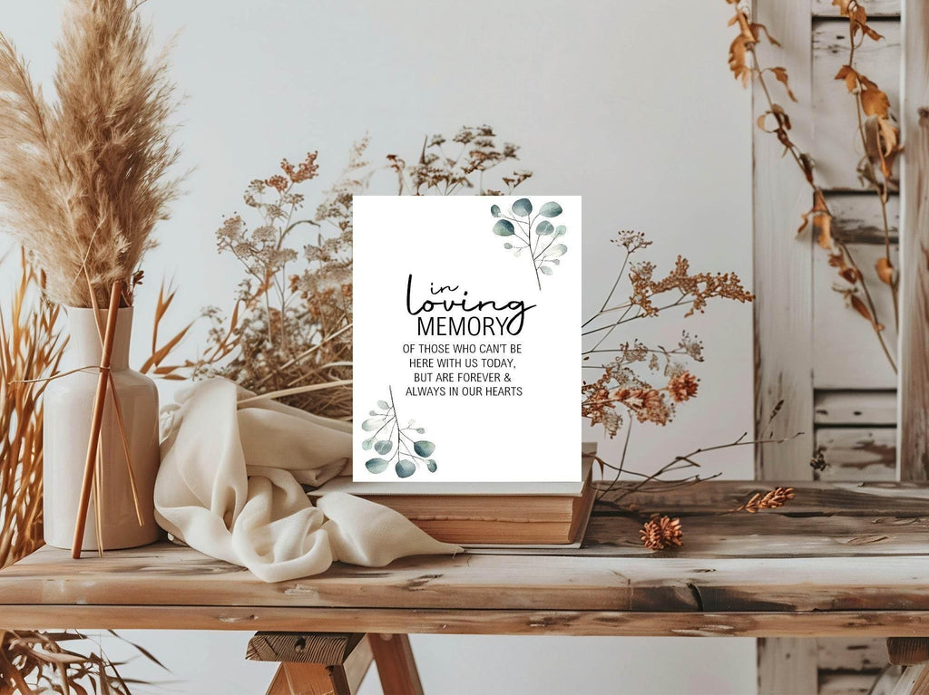 Eucalyptus In Loving Memory Wedding Party Sign - Larosier Prints