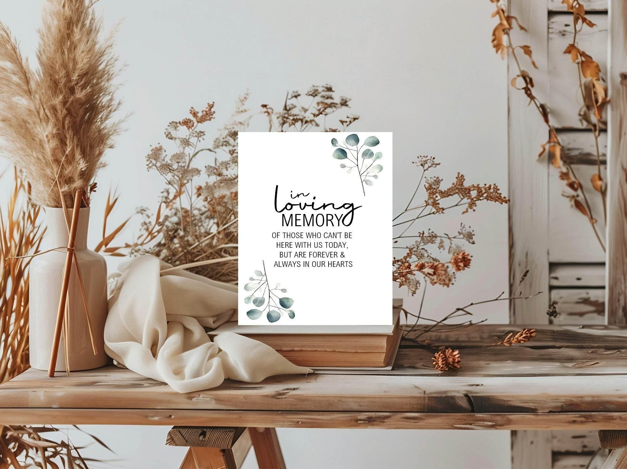 Eucalyptus In Loving Memory Wedding Party Sign - Larosier Prints