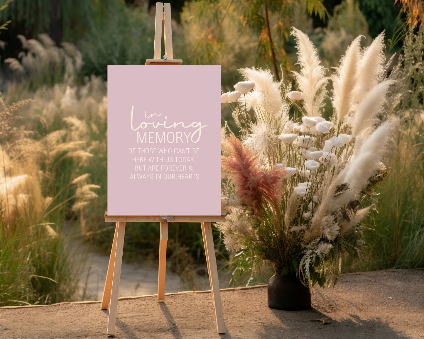 Dusky Pink In Loving Memory Wedding Party Sign