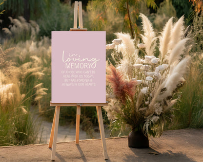 Dusky Pink In Loving Memory Wedding Party Sign