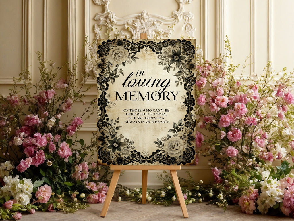 Black Rose Wedding In Loving Memory Sign
