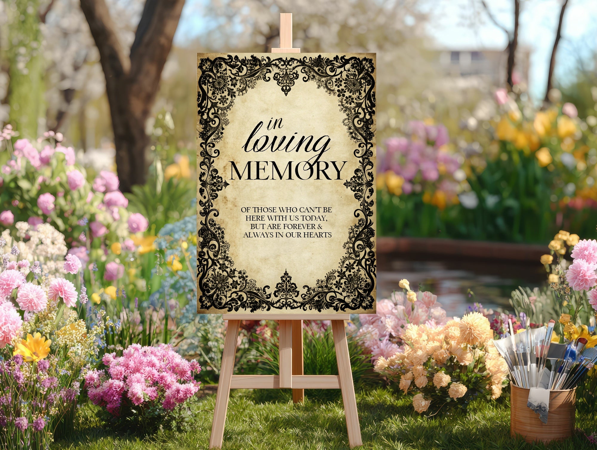 Black Lace Wedding In Loving Memory Sign