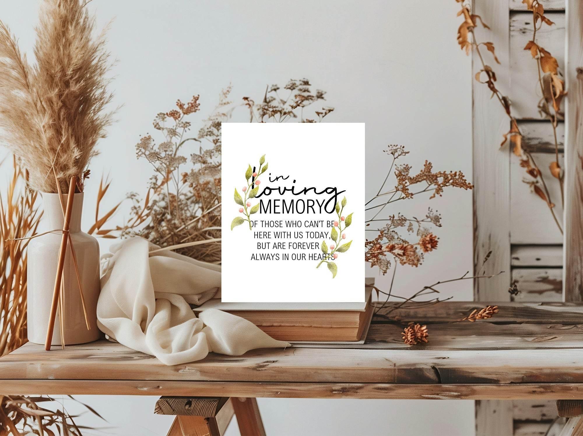 Pink Rose In Loving Memory Wedding Party Sign - Larosier Prints