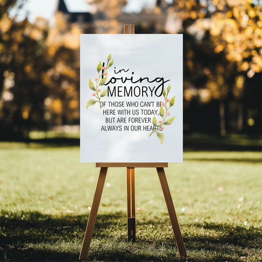 Pink Rose In Loving Memory Wedding Party Sign