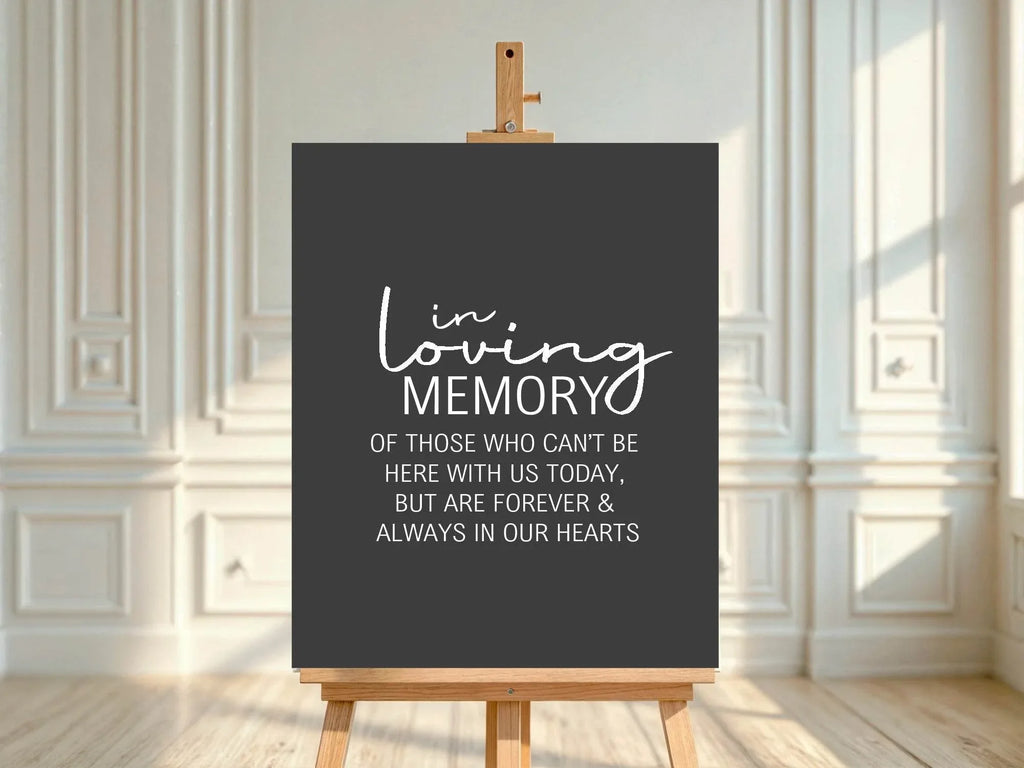 Minimalist Noir In Loving Memory Wedding Party Sign - Larosier Prints