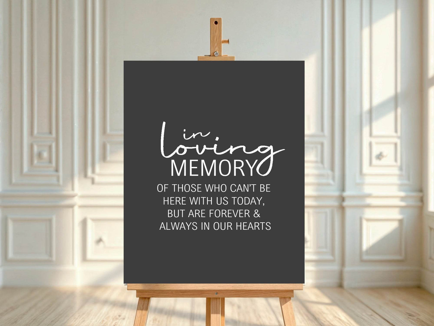 Minimalist Noir In Loving Memory Wedding Party Sign