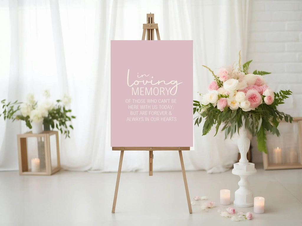 Dusky Pink In Loving Memory Wedding Party Sign - Larosier Prints