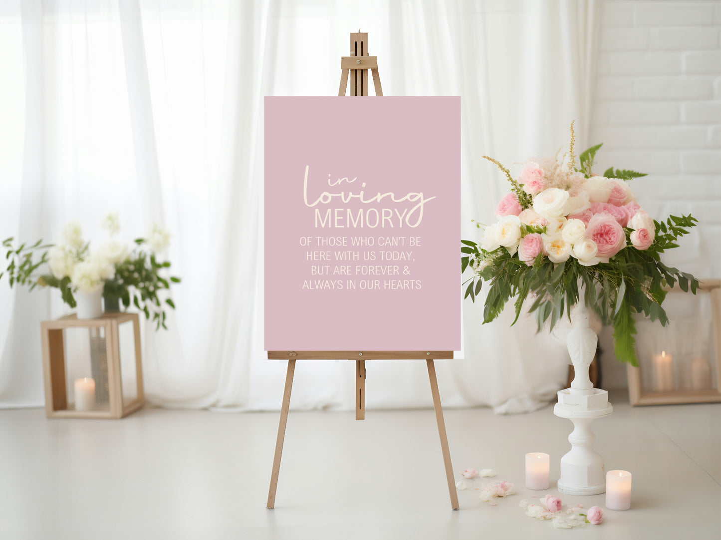 Dusky Pink In Loving Memory Wedding Party Sign