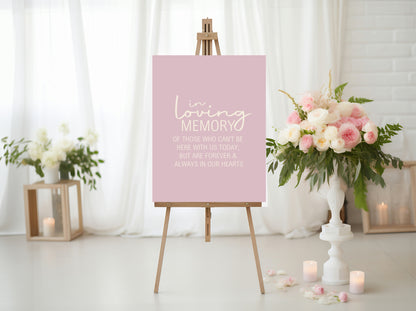 Dusky Pink In Loving Memory Wedding Party Sign