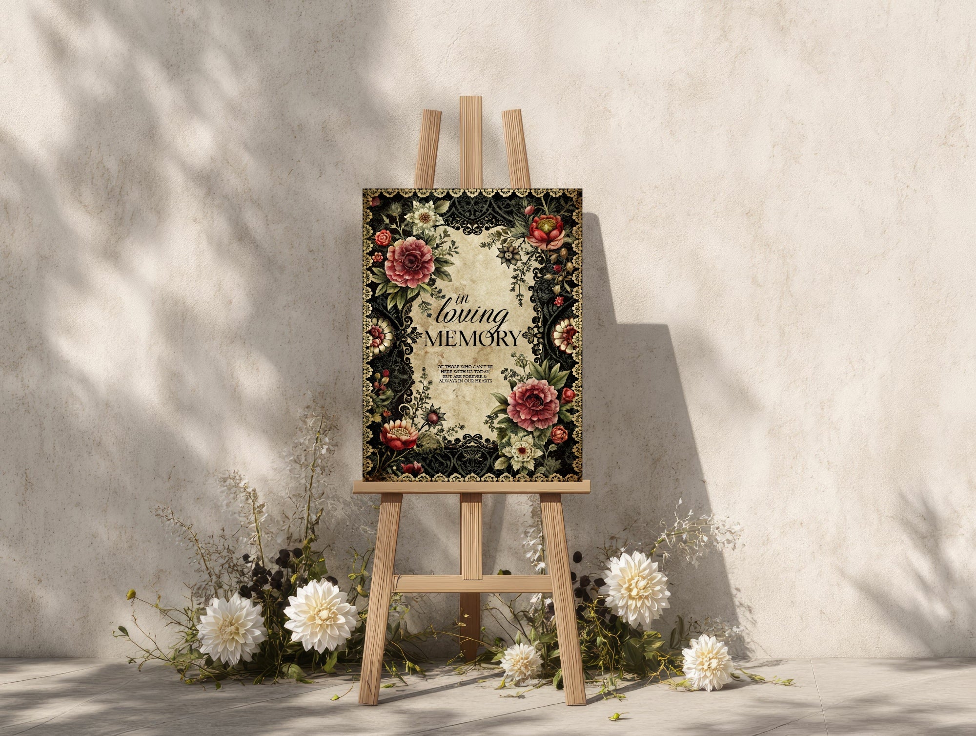 Gothic Floral Wedding In Loving Memory Sign